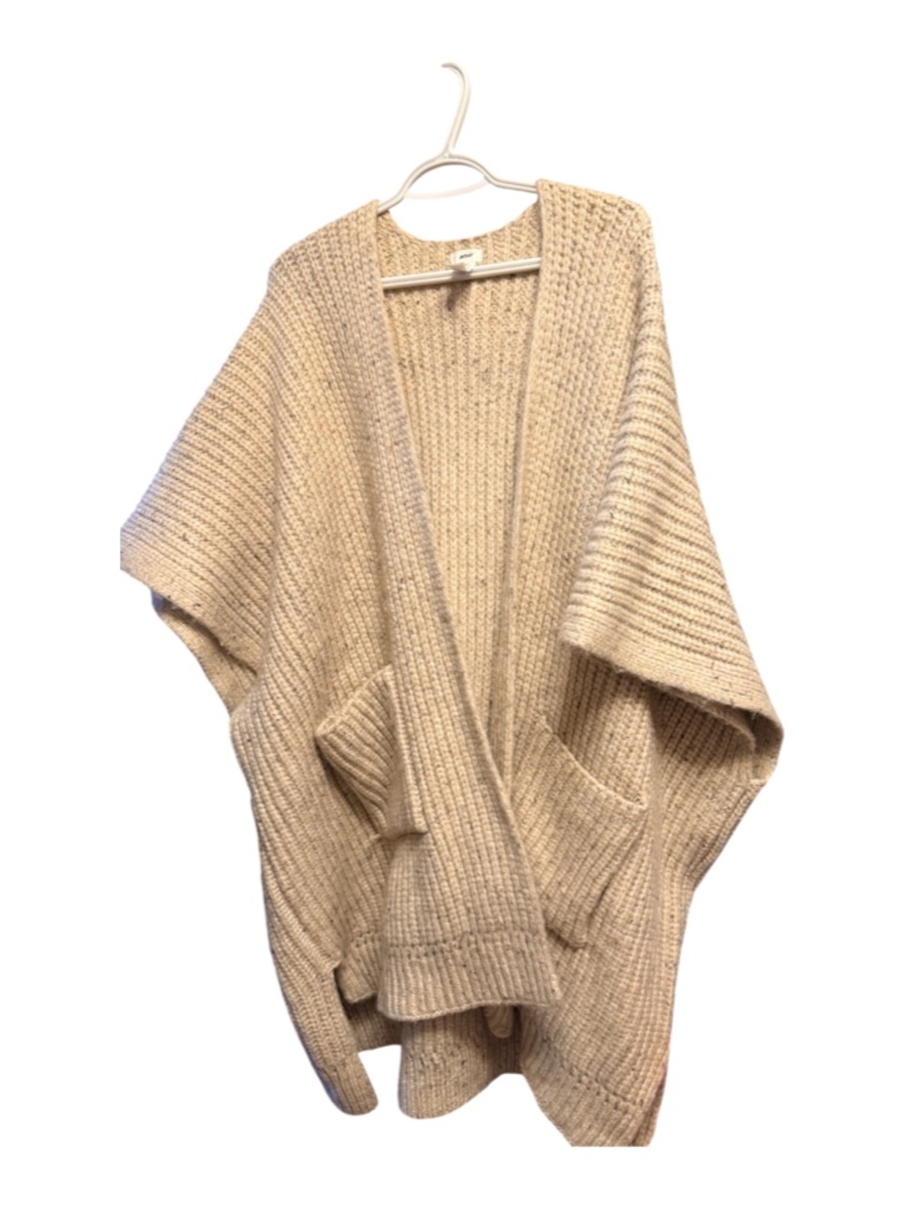 aerie Tan Ribbed Open-Front Knit Cardigan